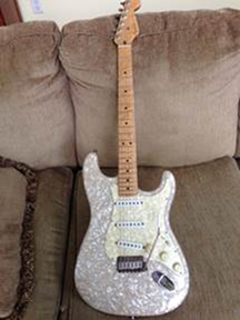 Title: White Fender Moto Strat - Description: White Fender Moto Strat